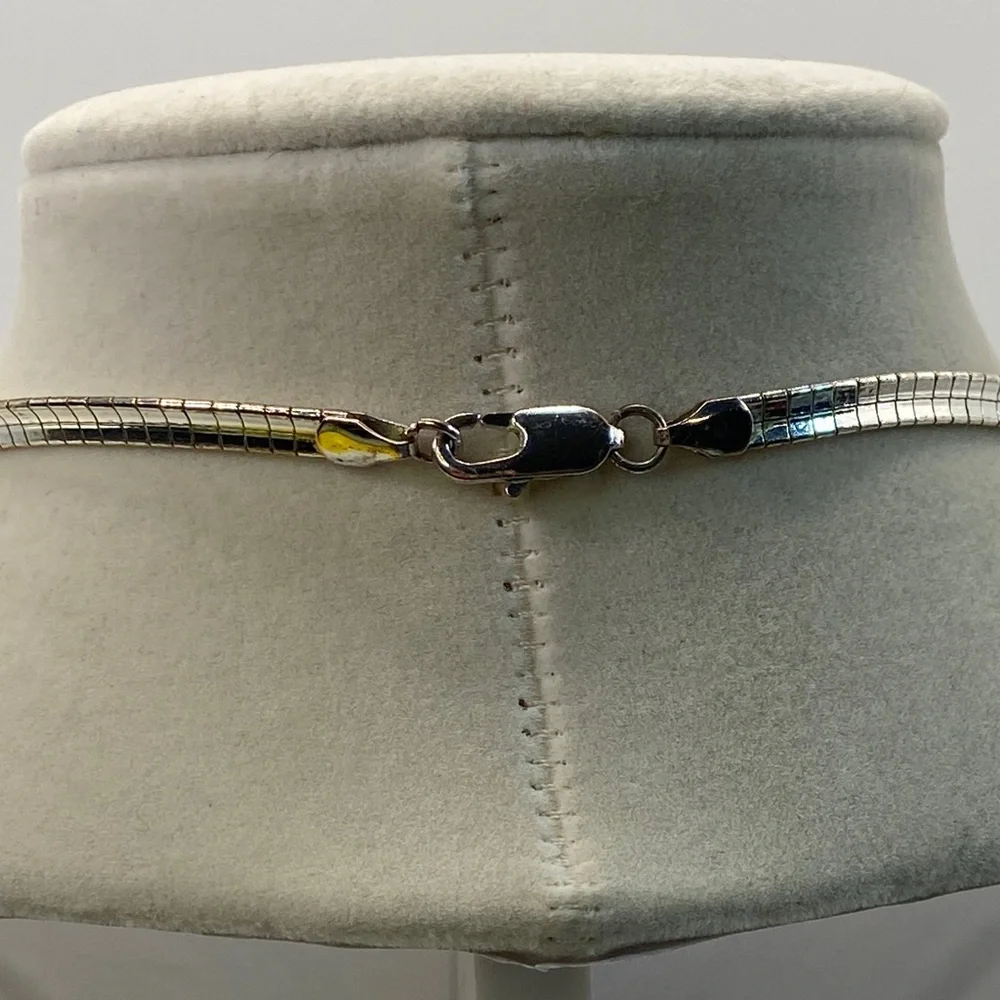 Vintage Dragonfly with Abalone Inlaid Shell Wings Pendant Silver Omega Necklace - Picture 5 of 13